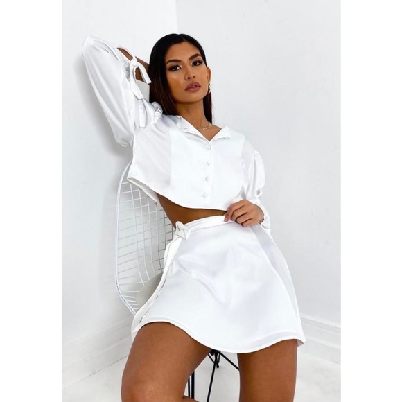 White Satin Co Ord Set - Picture 2 of 4